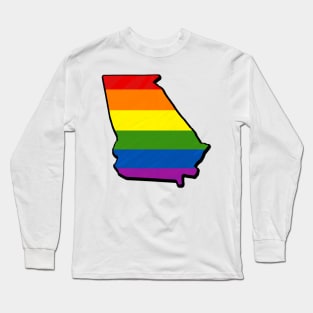 Rainbow Georgia Outline Long Sleeve T-Shirt